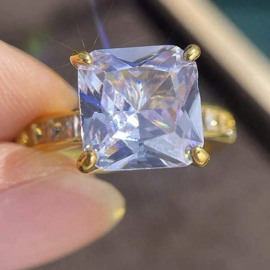 1 件时尚创意闪亮独特波西米亚风格结婚/订婚戒指，适合女性日常佩戴 - 彩色 - 查看 1