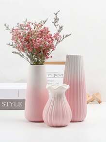 1Pc Pink Ceramic Vase, Ceramic Flowers Vase Modern Style For Modern Table Shelf Home Decor Centerpieces Wedding Party Artificial Decorative Vase Back To School Room Decor School Supplies Flower Vase Glass Vase