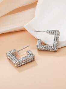 1 对几何方形水钻镶嵌派对耳环（女款）