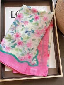 Khăn lụa họa tiết hoa nhỏ màu hồng 60cm, Phụ kiện xuân/thu mới cho phụ nữ, Khăn choàng trang trí đa năng, Khăn choàng nhẹ và thời trang - Hồng - Xem 5