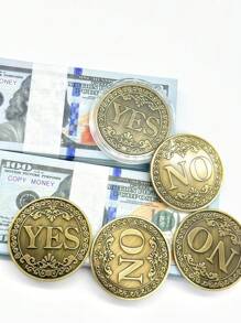 1/3件直径4厘米 是或否 做决定 纪念币 双面徽章 收集礼物 万圣节 玩魔术币 - 彩色 - 查看 2