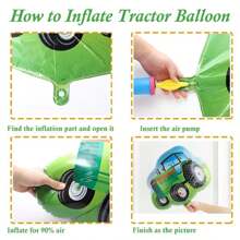 3 piezas de globos de lámina de aluminio con diseño de tractor de granja, globos de aluminio de gran tamaño de 25 pulgadas, muy adecuados para decoraciones de fiesta con tema de granja, decoraciones de fiesta de cumpleaños - Multicolor - Ver 4