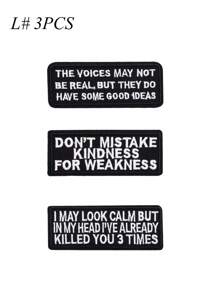 1 套 3/11 件黑白英文字母刺绣补丁涤纶熨烫补丁缝制 DIY 服装配件布贴适用于背包、牛仔裤、夹克、T 恤、帽子、连衣裙等 - 黑與白 - 查看 22