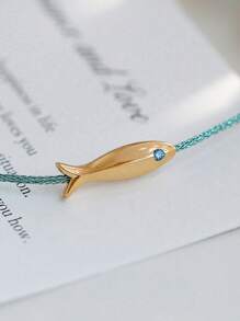 1pc Multicolor Fish Pattern Leather Cord Metal Anklet, Fashion & Personalized, Suitable For Women Party & Daily Wear - Multicolor - View 5