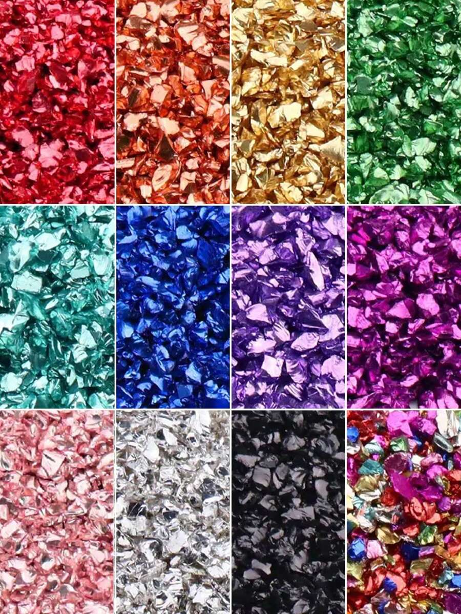 10g/100g Glass Glitter Flakes, Suitable For Arts & Crafts, Resin Art, Asymmetrical Metal Glass Sprinkling, Glitter, Vase Filler, Jewelry Making, Asymmetrical Glass Crack Stone, Epoxy Resin Mold Craft Decoration Filler, Jewelry Making Supplies - Broken Glass Craft Sequins - View 1