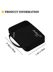 1/2Pcs/Set Black Fashionable Simple Printed Handbag Andcross Bookmark,Bible Storage Bag,Suitable Protective Case For Books And Notebooks Travel Essentials Travel Accessories Storage Bag, For Students Daily Use - Multicolor - View 10