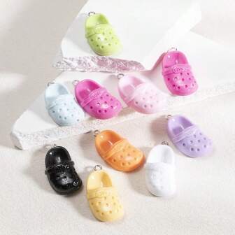 7pcs/10pcs Mixed Color Cute 3D Hollow Miniature Resin Shoe Pendant Charms, Fashion Charm For Jewelry Making DIY Necklace Earrings Bracelets, Keychains, Bags, Car Decor, Party Decorations
