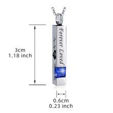 骨灰盒项链 不锈钢条形吊坠项链 立方体纪念骨灰项链 水晶火葬骨灰盒吊坠 男士 - 永远挚爱