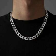 1 件男士时尚嘻哈酷炫 NK 项链 - 銀色 - 查看 12