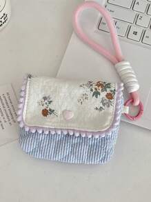1 件花卉图案迷你新款时尚便携式紧凑型收纳袋，适用于耳机、充电器、电缆、香水、钥匙、手链、化妆品等物品，耳机支架，多功能挂钩收纳袋，旅行、商务旅行、度假、返校、徒步旅行必备 - 彩色 - 查看 15