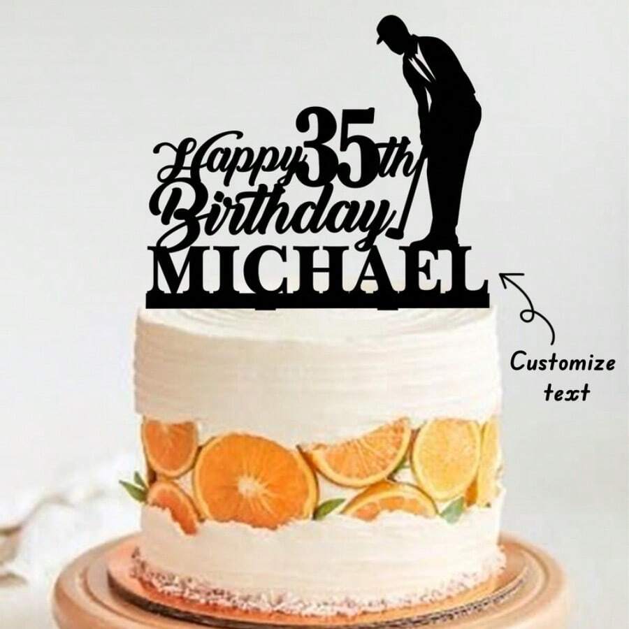 1Pc Personalized Golfing Cake Topper, Golf Birthday Cake Topper, Golf Player Birthday Decorations, Male Retirement Cake Topper, Golf Theme Party - Multicolor - View 1