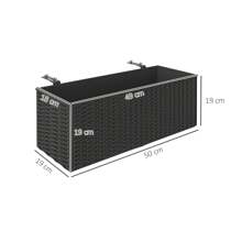 Outsunny Set Of 2 Hanging Flower Boxes, 50 Cm Long, Rattan Look Flower Pot With Drainage Holes And Hooks, Railing Box For Fence Balcony Garden - Black - View 3