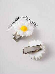 20pcs White Daisy Hair Clips, Sweet Floral Hair Accessories Suitable For Teenage Girls - Multicolor - View 2