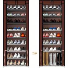 10 Layer Shoe Cabinet, Stackable Shoe Rack Storage Rack - Hand Assembled, With Non-Woven Fabric Shoe Cabinet, Stainless Steel Frame - Amarillo parduzco - Ver 5