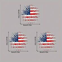 1/2/3 件爱国美国国旗火焰烫印贴纸 - 高品质 DIY 热压贴纸，可清洗且易于粘贴在衣服、枕头和包包上 - 非常适合独立日庆祝活动和装饰