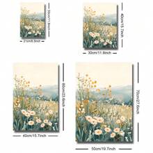 Bộ 3 bức tranh phong cảnh đồng quê Boho Mountain Daisy Wildflower không khung trang trí nhà nông thôn thẩm mỹ Tranh in vải canvas tối giản cho ký túc xá, căn hộ, phòng khách, phòng ngủ, trang trí nhà hiện đại - Nhiều màu - Xem 4