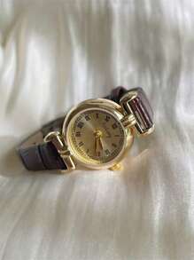 [Presente de Feriado] Relógio de Luxo Francês Estilo Britânico para Senhoras, Design Vintage Elegante e Compacto, Movimento de Quartzo para Estudantes do Ensino Médio e Universitários