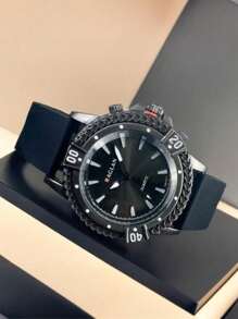 Men's Business Wrist Watch, Fashion Casual Quartz Watch For Men With Retro Sports Silicone Band, Sporty Men's Watches