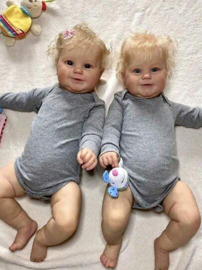 20英寸逼真Loulou重生娃娃，手工绘制3D头发，柔软新生儿材质（赠送奶瓶奶嘴、尿布、出生证明），布身，生日礼物（不限性别），万圣节/感恩节/圣诞节礼物