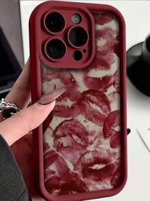 嘴唇 1 件唇印图案全覆盖 TPU 防震手机壳适用于 16、15、14、13、12、11 Pro Max、系列防水防摔防刮