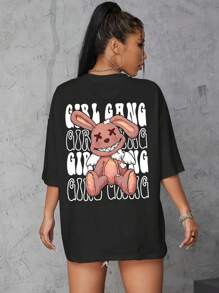 Unisex T-Shirt Women Men Basic T-Shirt - 黑色 - 查看 1