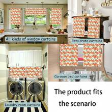 1 件/2 件橙色苹果桃子印花装饰窗帘薄纱 52 英寸 * 18 英寸，26 英寸 * 36 英寸乡村风格涤纶杆窗帘套装春季主题四季厨房咖啡店客厅办公室卧室家居装饰窗帘 - 彩色 - 查看 12