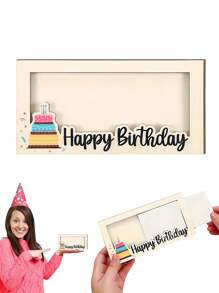 1 件生日钱礼盒木质卡片盒现金夹现金信封钱包生日礼物 DIY 派对礼物