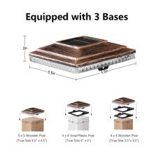 HUYIENO Solar Post Cap Lights,Outdoor Deck Fence Post Lights,Powerful Lithium Battery 20Lumens Two Light Modes Warm White/Bright White Suitable For 4x4 5x5 Wooden Posts,4x4 Viny Posts