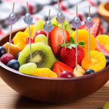 200 件/100 件/50 件/20 件 竹花蕾混色竹串，汉堡配料，水果签，派对、婚礼、返校、聚会、礼物的食物装饰，处理食物的健康替代品