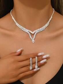 1 Set Sparkling Rhinestone Jewelry For Wedding Or Evening Party - Multicolor - View 7