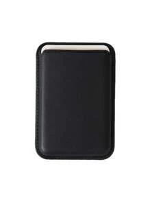 1 pieza Soporte de tarjetas magnético de piel sintética, estuche compacto y práctico para tarjetas, compatible con 12/13/14/15/16 con pegatina trasera para almacenar tarjetas bancarias/de identificación/de acceso y monedas