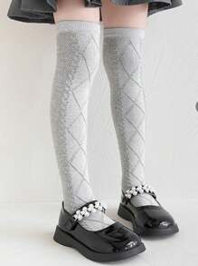 1 Pair Kids Thin Knee-High Socks,Princess Design Leg Warmers,Versatile Mesh Long Stockings For Girls, Spring/Summer