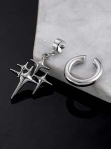 1 Set de aretes de clip de aleación de cobre con estilo punk de estrella, aretes de joyería de moda para mujeres, apropiado para fiestas y uso diario