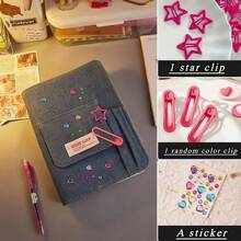 Cuaderno coreano retro de mezclilla con 4 cuadrículas, páginas interiores reemplazables DIY, cuaderno estudiantil lindo de dibujos animados, tarjetas pequeñas, útiles escolares, de vuelta a la escuela - Ver 8