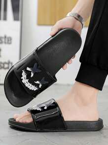 Men's Casual Slip-On Sport Slippers, Lightweight & Shock-Absorbing, Suitable For Indoor & Outdoor Wear, Waterproof - Black - View 6