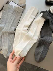 1 Pair/3 Pairs Women's Lightweight Solid Breathable Knee High Socks For Students, Summer, Fall