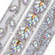 Tiras de piedras de strass de vidrio con ajuste en caliente - 2.2cm (0.866 pulgadas) de ancho x 1 yarda 90cm (35.43 pulgadas) Tiras de piedras decorativas para planchar para DIY en ropa, bolsas, zapatos, decoración del hogar y accesorios