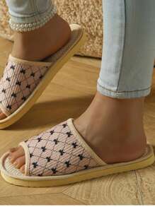 Fashion New Print Open-Toe Slippers, Slip-On Odor-Resistant Breathable Indoor & Outdoor Couples Shoes - Pink - View 6