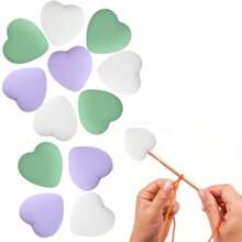6-16pcs Silicone Heart-Shaped Knitting Needle Protectors, Knitting Accessories And Supplies For Beginners, DIY Crafts, Knitting And Crochet Tools, Needle Tip Covers In Lavender Purple, White, Grass Green, Cream, Rose Pink, Turquoise Blue - Multicolor - View 4