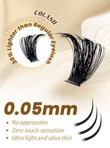 576 件 Colash 单根头发厚度 0.05 毫米，80D+100D 睫毛夹 D 卷曲 8-16 毫米混合长度，浓密自然眼部放大，在家轻松 DIY，可重复使用，超轻，适合所有场合