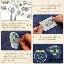 4Pcs Water-Soluble Embroidery Patches, Self-Adhesive, Beginner Embroidery, For Knitwear, Denim, And Sweatshirts DIY Kit, Includes Instructional Videos.Handmade Crafts, Handmade Gifts, DIY Kits, DIY Clothing, DIY T-Shirts, DIY Gifts, DIY Fashion, DIY Tutorials, Sewing Kits, Embroidery Kits