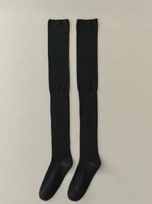 1 o 2 pares de calcetines hasta la rodilla para damas, calcetines gruesos blancos, calcetines largos hasta el muslo de color sólido a juego para botas