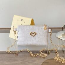 Torba na ramię ze skóry PU z haftowanym wzorem serca, mała kwadratowa torebka typu crossbody dla dziewcząt - A - Zobacz 7