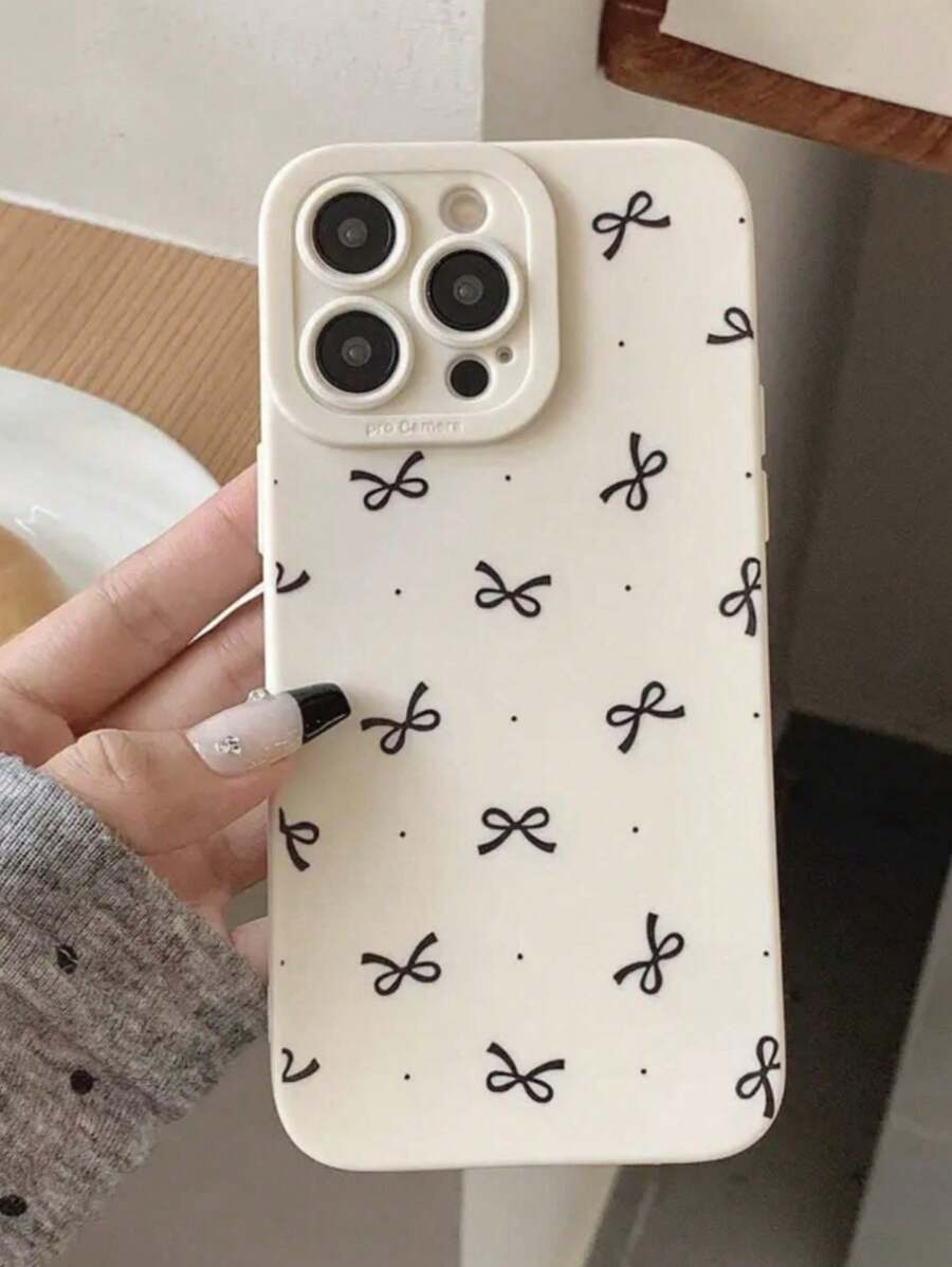 Funda para teléfono 1 pieza con diseño de lazo negro compatible con iPhone 16 Pro Max, 11/12/13/14 Plus, XR/7/8 Plus/15 Pro Max