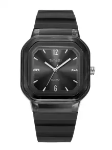 1 pièce Montre-bracelet à quartz carrée en silicone pour femme, décontractée, à la mode, minimaliste, adaptée à un usage quotidien