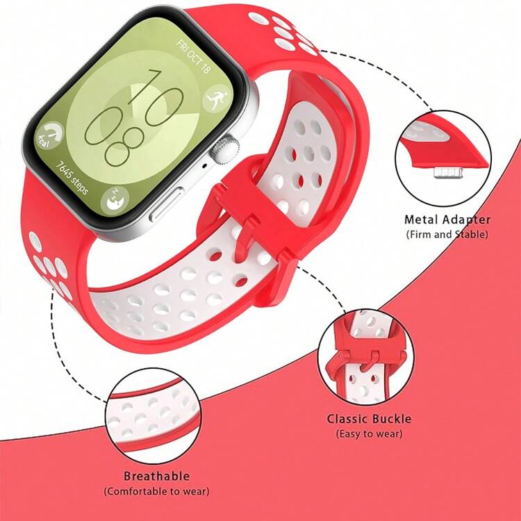 Dây đeo silicon tương thích với Watch Fit 3 Phụ kiện dây đeo Sprot Vỏ đai thoáng khí Vòng đeo tay tương thích với Watch Fit3 Band - Huawei Fit3 - Xem 3
