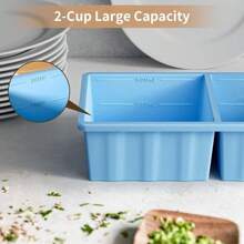Silicone Freezer Tray For Soup Ice Cubes: 2-Cup Freezing Tray With Lid For Meal Prep - 2Pack Silicon Soup Portion Freeze Tray Make Stock Souped Ice Cube - Blue - View 6