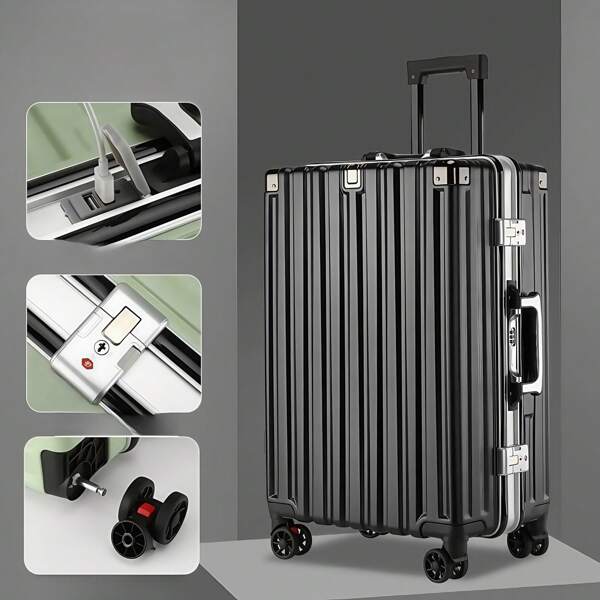 Valise cabine noire de 50 cm (20 pouces) avec structure en aluminium, coque rigide ABC, roulettes multidirectionnelles et serrure TSA. Indispensable pour les courts séjours, les voyages d'affaires, les escapades romantiques, les trajets quotidiens et la rentrée scolaire, cette valise cabine est idéale pour les voyages d'affaires, les séjours en amoureux, les déplacements professionnels et les voyages scolaires. Elle offre une grande capacité, un design élégant, une robustesse et une durabilité exceptionnelles, ainsi que des roulettes multidirectionnelles silencieuses. Portable, polyvalente et de haute qualité, elle est parfaite pour les voyages et les vacances.