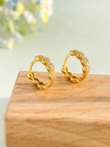 1pair Retro Hollowed Out Zirconia Hoop Earrings For Women S925 Sterling Silver Fine Ladies Jewelry Gift Exquisite Party Gifts