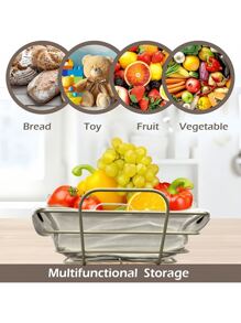 1 szt. Żelazny koszyk na chleb, pusty koszyk do przechowywania owoców z uchwytem, organizer na biurko, wystrój domu, duża pojemność i solidność - Owalny bez uchwytu, czarny, beżowy, losowe kolory - Zobacz 4
